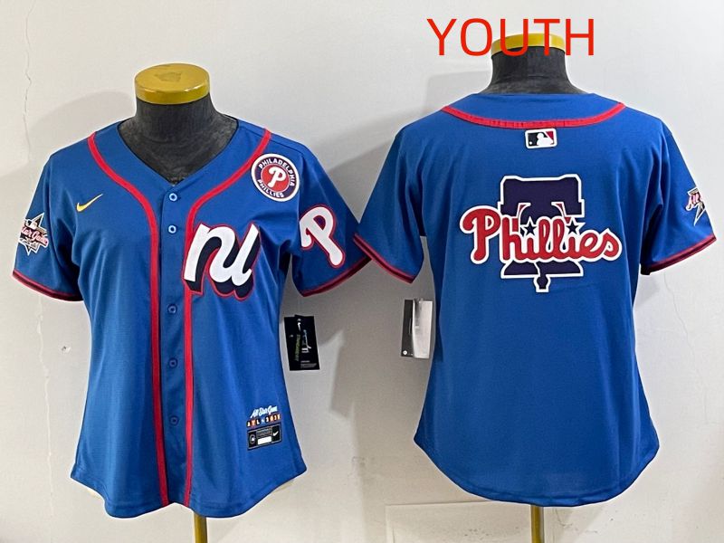 Youth 2025 Philadelphia Phillies Blank Blue All star Nike MLB Jersey style 04->youth mlb jersey->Youth Jersey